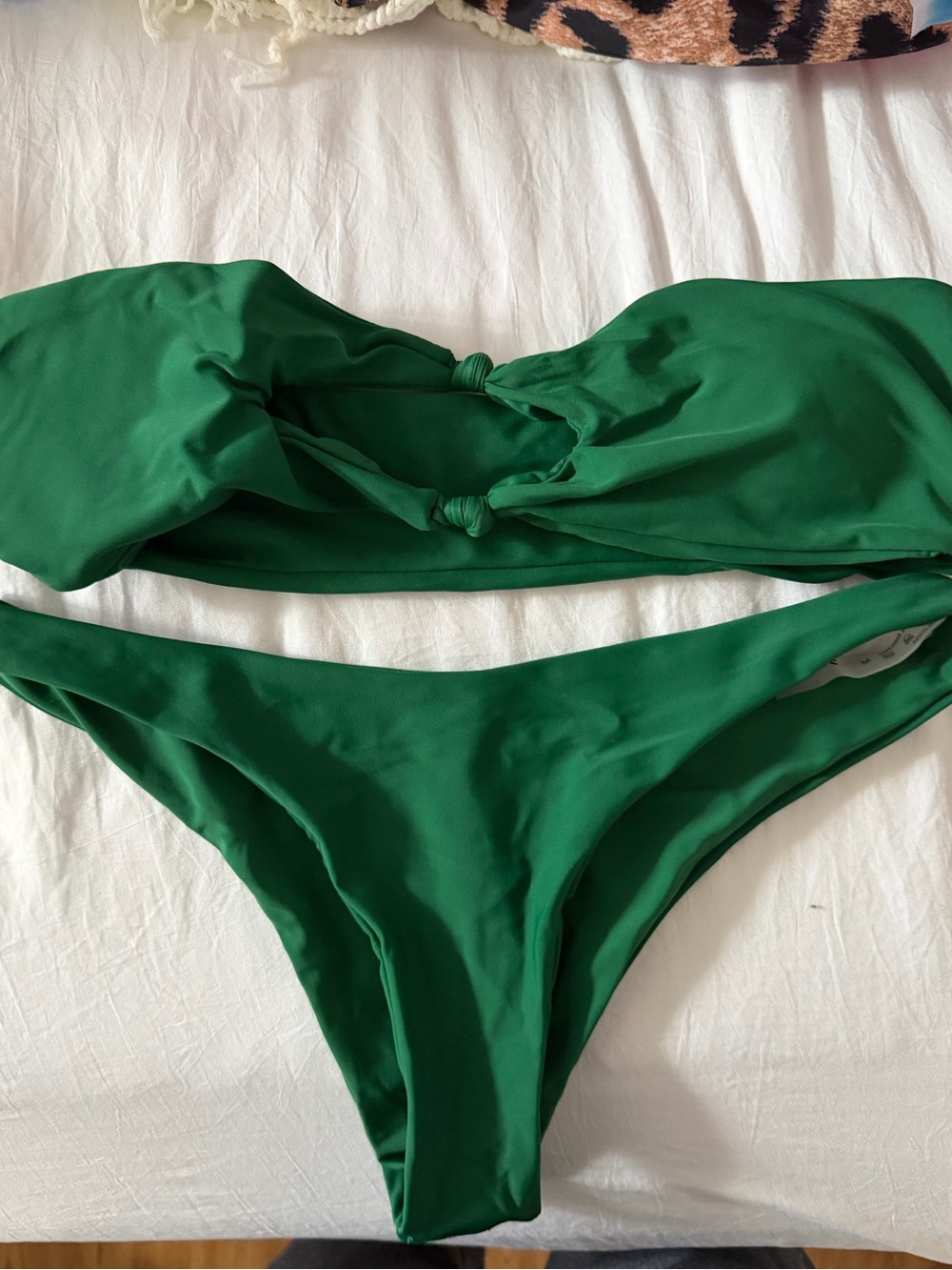 SHEIN Emerald Green Strapless Knot Bikini Set